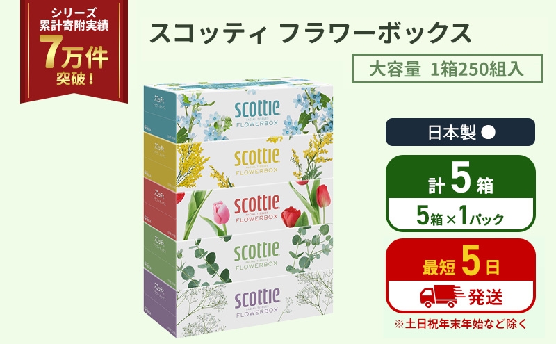 
                  ティッシュ スコッティ フラワーボックス 5箱 ( 5箱 × 1パック) [№5704-1880]
                