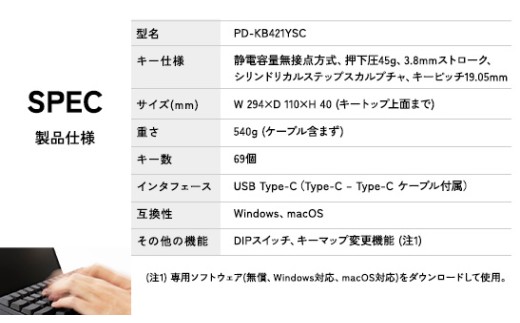 HHKB Professional Classic Type-S 日本語配列／雪 PD-KB421YSC｜家電 キーボード パソコン PC 静電容量無接点 国産 国内製造 PFU HHKB