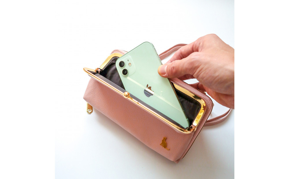 【ピンク】スマホショルダー お財布ショルダー がま口 がま口財布 スマホポーチ スマホポシェット