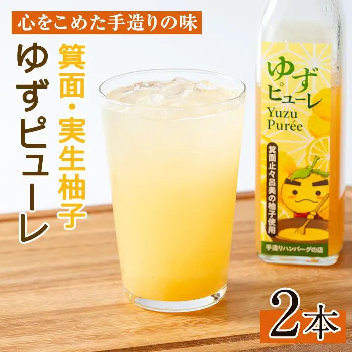 ＜数量限定＞箕面の実生ゆず使用！ゆずピューレ (2本・計760g) 大阪府 ピューレ ソース ドリンク 原液 ジャム マーマーレード ギフト ゆず 柚子 セット 国産 柑橘 スイーツ 【m29-05-B】【手造りハンバーグの店】