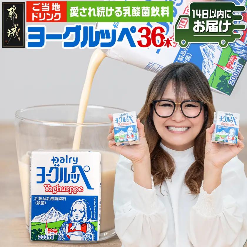 ヨーグルッペ36本セット≪みやこんじょ快速便≫〔11-2306-R〕_ (都城市) 乳製品乳酸菌飲料 ヨーグルッペ 200ml 18本 2ケース 合計36本 紙パック プレーン味 ご当地ドリンク デーリィ南日本酪農協同 Dairy