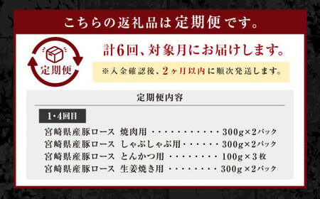 ＜ミヤチク 宮崎県豚・宮崎牛6ヶ月定期便＞お申込みの翌月下旬頃に第一回目発送（12月は中旬頃）【c1313_mc_x2】 総量13.2kg  牛肉 和牛 黒毛和牛 4等級以上 ブランド牛 肉 宮崎牛 