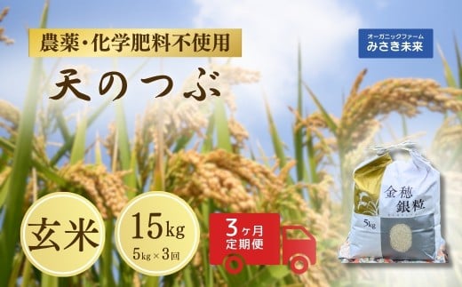 【3か月定期便】天のつぶ 玄米 15kg (5kg×3回) 令和7年産 | 無農薬 農薬不使用 化学肥料不使用 精米 米 福島産 福島県産 南相馬 みさき未来