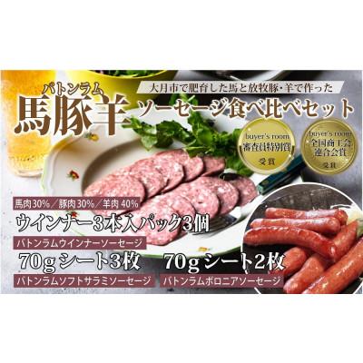 ふるさと納税 大月市 【バトンラム(馬豚羊)】ソフトサラミソーセージ・ボロニアサラミソーセージ・ウインナーソーセージ