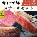 【ふるさと納税】オリーブ牛 ステーキセット ヒレ3枚500g ロース2枚500g　【お肉 牛肉 ステーキ オリーブ牛ステーキセット ヒレ ロース】