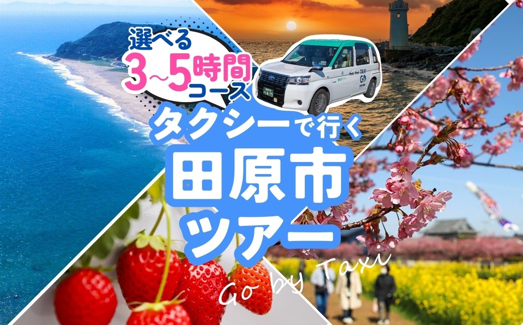 
                  中型タクシーで田原市観光プラン 選べる 3時間 5時間 コース 観光 旅行 タクシー いちご狩り 岬 灯台 菜の花 菜の花祭り 田原市 渥美半島 愛知県
                