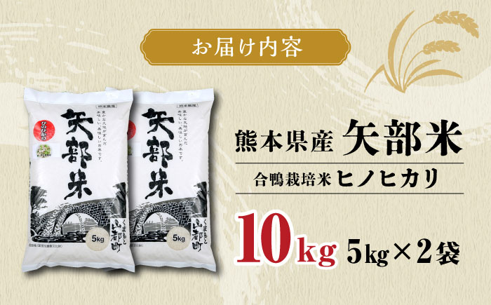 令和5年産  矢部米 合鴨栽培米 10kg (5kg×2袋) お米 合鴨農法 合鴨米 熊本産 ヒノヒカリ ひのひかり【一般社団法人 山都町観光協会】[YAB035]