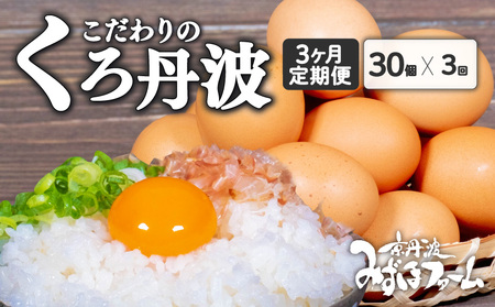 定期便 京都 こだわり たまご くろ丹波 30個（割れ保証4個含む） ? 3ヶ月 卵 たまご 濃い 玉子 セット 玉子焼き 卵焼き 毎月 3か月 定期 3回 お届け 卵かけご飯 ゆで卵 鶏卵 卵黄 丹波 黒豆 丹波黒 大豆 日用品 消耗品 国産 まとめ買い 植物性タンパク質 京丹波町 瑞穂 みずほファーム ふるさと納税 生卵 御歳暮 プレゼント 内祝い お返し お年賀 御年賀 贈り物 お土産