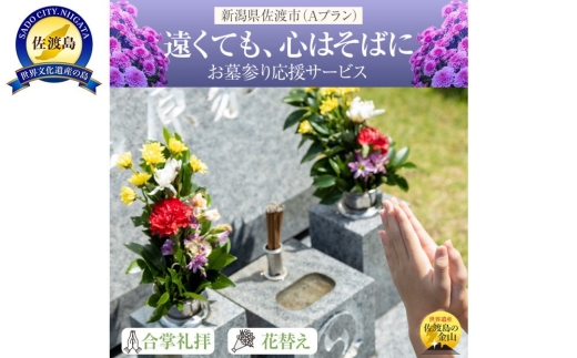 【佐渡島内 お墓参り代行 プランA】合掌拝礼・花替え・簡易清掃 サービス券1枚 事前確認必須 | 佐渡 お墓参り代行 墓参り代行 お墓掃除 墓地清掃 墓参 代行サービス 供養 お盆 お彼岸 命日 仏花 島外在住 遠方 実家 にいがた さど 新潟県 佐渡市