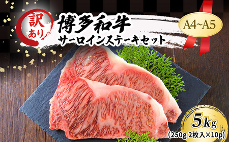 博多和牛 A4〜A5 サーロインステーキ 博多和牛【5kg(250g×2枚×10p)】【訳あり】