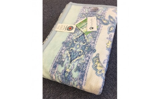 
泉大津市産 マイヤー綿毛布 シングルサイズ 更紗2 ブルー 82717 BL[0389]
