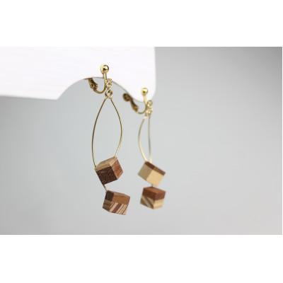 ふるさと納税 日南町 寄木のキューブイヤリング |  | 02