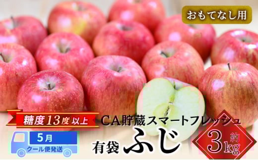 りんご 【5月クール便発送】 平均糖度13度以上 おもてなし用 SF CA貯蔵 有袋ふじ 約 3kg 【 弘前市産 青森りんご 】 リンゴ 林檎 ふじ 果物 くだもの フルーツ 弘前  青森 