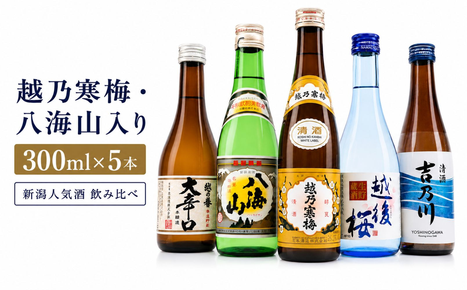 【ふるさと納税】日本酒 飲み比べセット 新潟人気酒!越乃寒梅と八海山入り!ミニボトル飲み比べセット300ml×5本 （越乃寒梅 八海山 吉乃川 越の誉 越後桜） 新潟 セット 辛口 ギフト 正月 年越し
