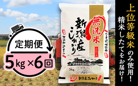 M056【無洗米】新潟県産コシヒカリ5kg【6ヶ月連続お届け】