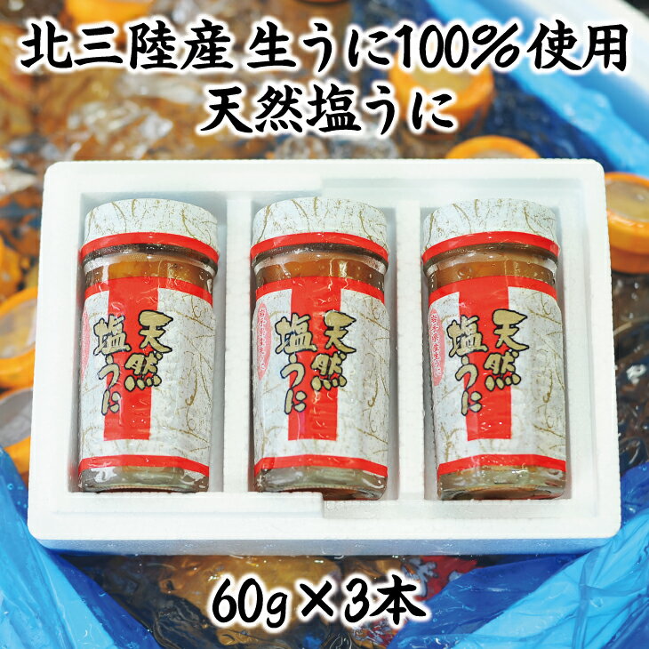 【ふるさと納税】 うに 北三陸産 生うに 100％使用 天然塩うに 60g 3本 小分け 雲丹 うに瓶詰め 瓶 ウニご飯 うに ふるさと納税