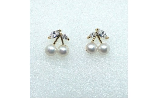 2116 真珠ピアス・さくらんぼ・G（淡水本真珠・ボタン） 贈り物 かわいい アクセサリー カジュアル オシャレ クリスマスプレゼント チェリー