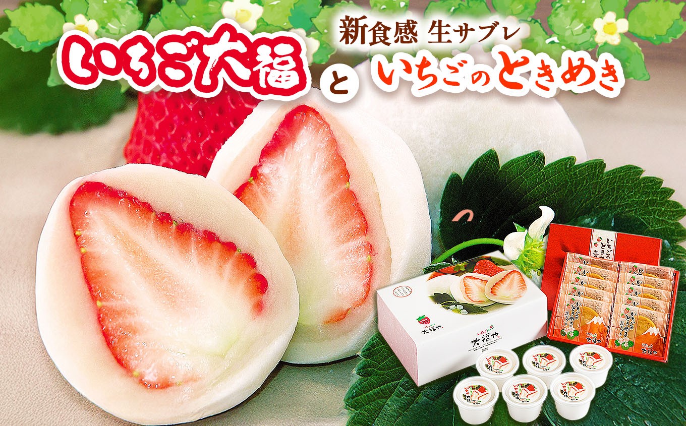 
                  【先行予約】「いちご大福」（6個入）& 「いちごのときめき」（10枚入）｜菓子 和菓子 生菓子 だいふく 白あん あんこ 生サブレ お土産 おやつ スイーツ 期間限定 静岡県 伊豆の国市 
                