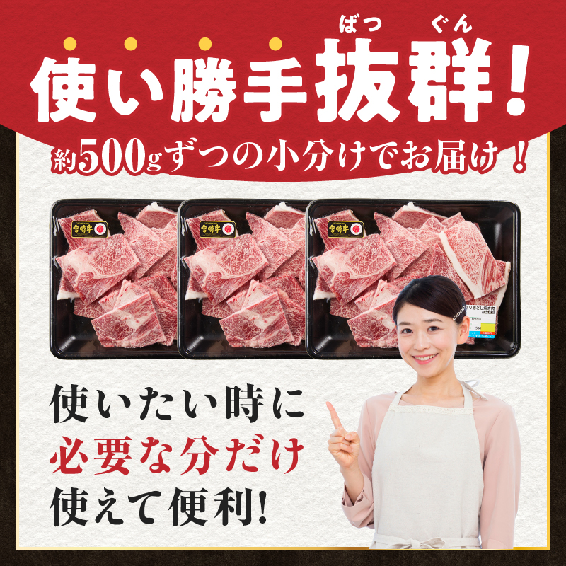 A4等級以上 宮崎牛 訳あり 焼肉 バラエティパック 1.5kg（牛肉 肉 お肉 黒毛和牛 宮崎牛 ブランド牛 内閣総理大臣賞4大会連続受賞）_イメージ5