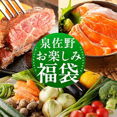 ふるさと納税 泉佐野市 泉佐野 お楽しみ 福袋(牛肉 ステーキ 海鮮 サーモン 野菜)【複数個口で配送】