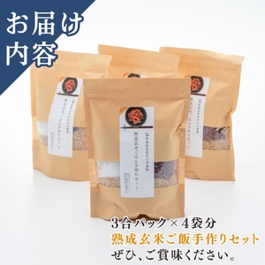 熟成玄米ご飯(酵素玄米) 手作りセット 3合pac×4個 | 新潟県