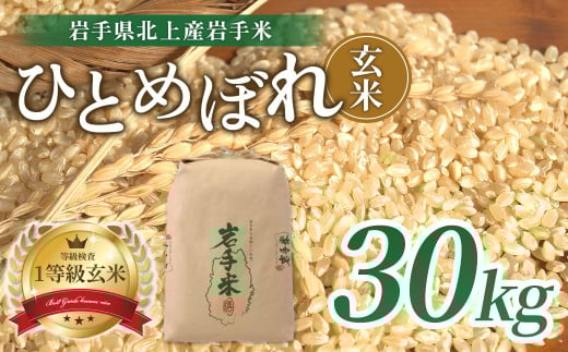 予約受付 令和7年産 新米 ＼11月発送開始予定／  ひとめぼれ 玄米 30kg 米 お米 ブランド米  一等級 産地直送 国産 送料無料 岩手県 北上市 L0107 ライズみちのく