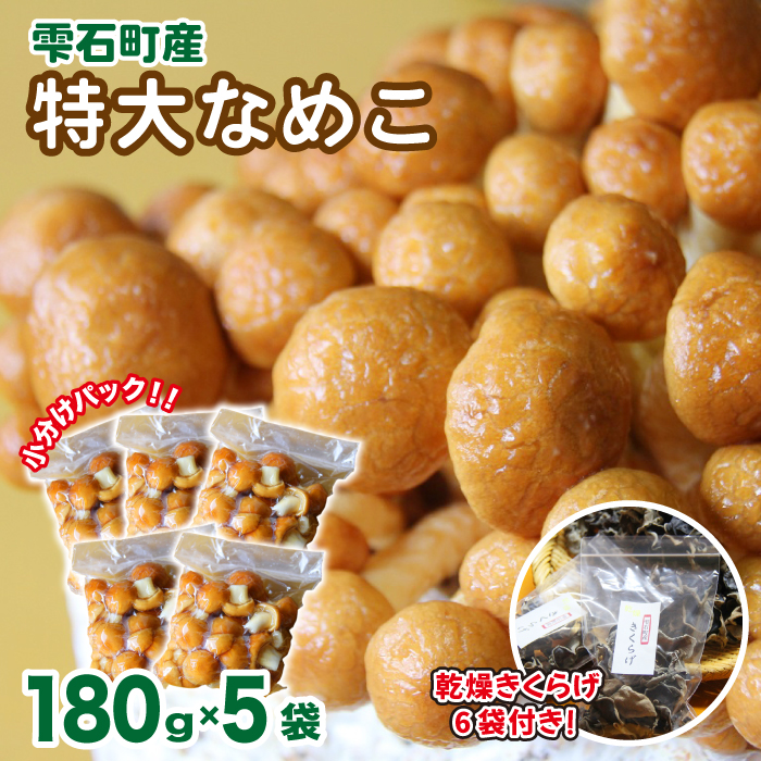 岩手県産 特大 なめこ 180g 5袋 & 乾燥きくらげ 20g 6袋 【マッシュルームベッドハウス】／ 国産 雫石町産 きのこ 茸 キノコ 滑子 ナメコ 乾燥 乾物 きくらげ キクラゲ 木耳 乾物 