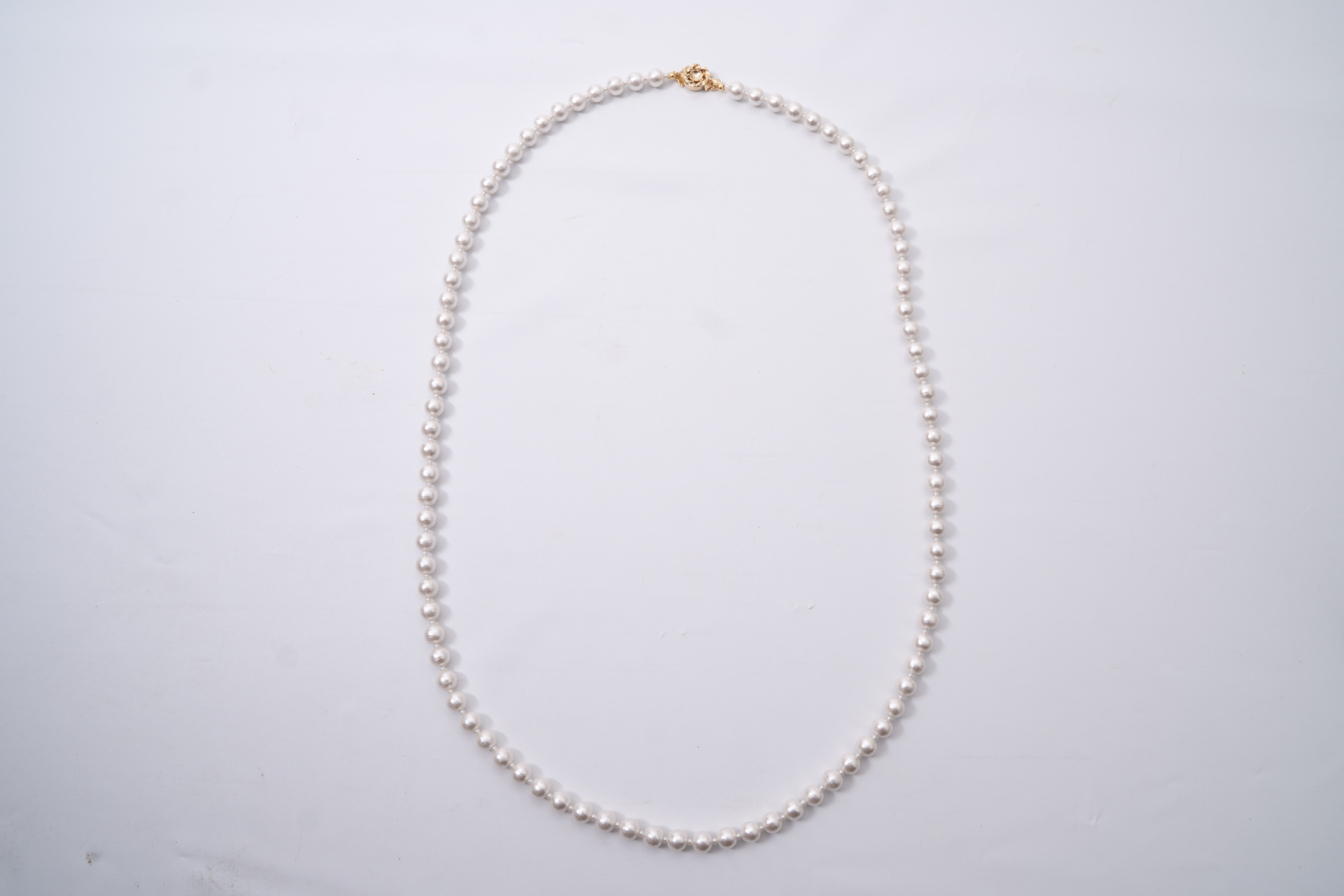 コットンパール「ホワイト」ロングネックレス(金具ゴールド)【～en～】｜コットンパール ネックレス アクセサリー 入学式 卒業式 結婚式 ゴールド