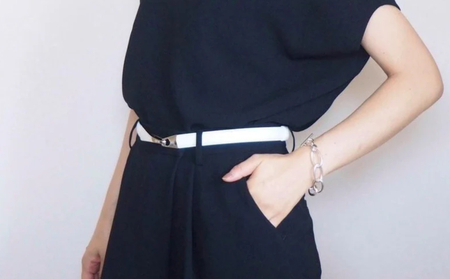 [bell la bell] シルバーバックルスライドベルト (カラー：ブラック)