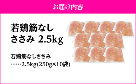 2646 若鶏筋なしささみ2.5kg KN105-005 国産 鹿屋市県産 鶏肉 鶏 鳥肉 ささみ肉 鶏ささみ ささみ 小分け 真空 冷凍 冷凍保存 TRINITY ふるさと納税 鹿児島 鹿屋市 おす