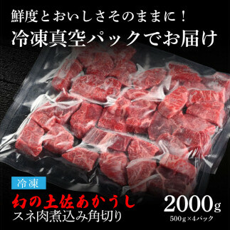 TKA124　天下味 エイジング工法 熟成肉 土佐あかうし 特選スネ肉 煮込み角切り 500g×4 合計2kg エイジングビーフ スネ肉 国産 あか牛 赤牛 肉 牛肉 和牛 人気 老舗焼肉店 冷凍 新