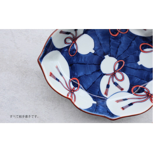 【まるふくオリジナル】有田焼 hanabishi ひょうたん図向付 2枚セット 手描き ペア お刺身 和食器 瓢箪 染付 綺麗 A35-272_イメージ2