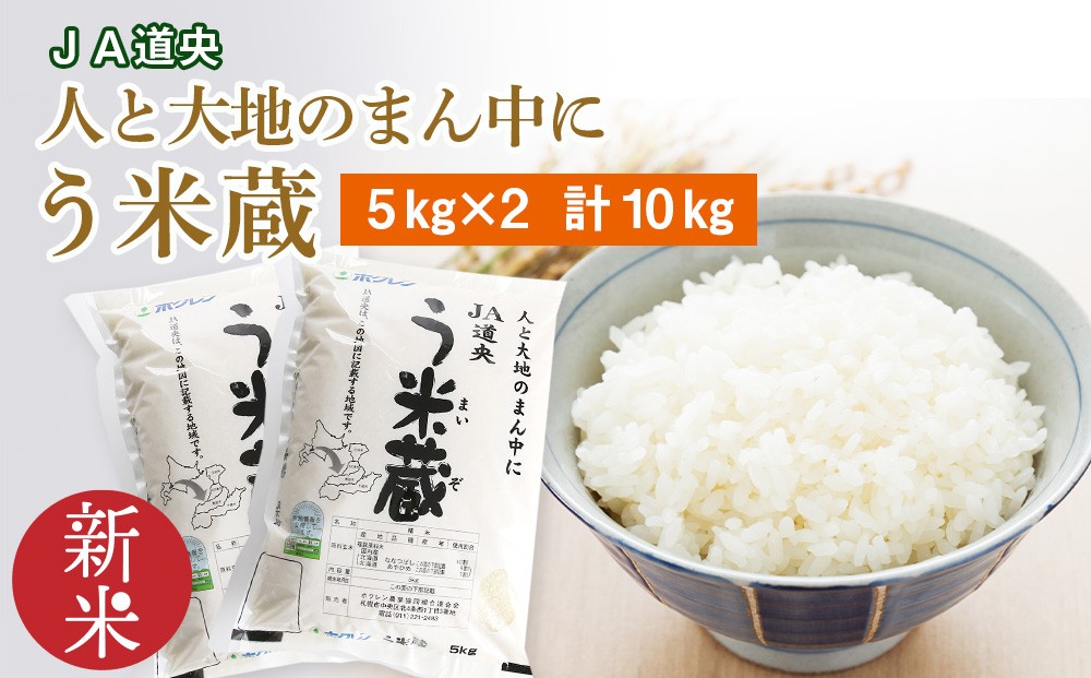 
            北海道産 う米蔵 5kg × 2袋 計10kg【 JA道央 】 米 こめ コメ 千歳 北海道
          