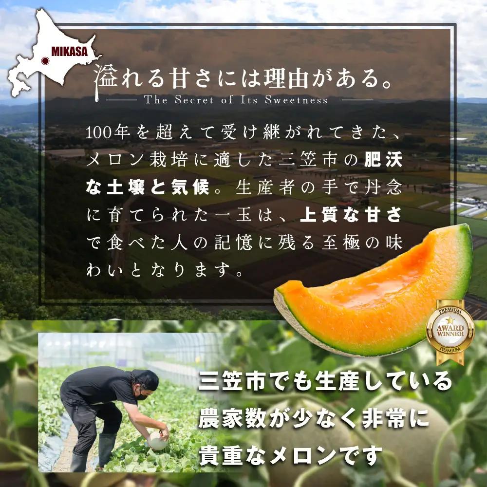 《2026年分受付中》大玉！とろける食感の北海道三笠メロン2玉入(3.2kg以上)【0106203】
