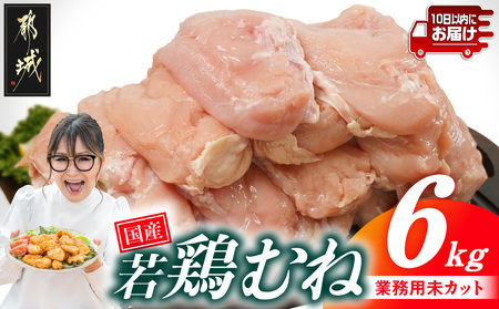 【業務用】国産若鶏むね肉6kg≪みやこんじょ特急便≫_14-33-002-6kg-Q