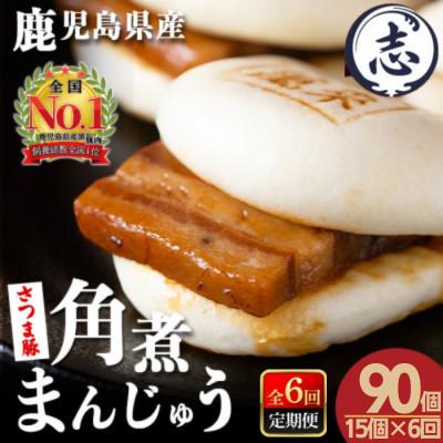ふるさと納税 志布志市 【毎月定期便】鹿児島県産 さつま豚角煮まんじゅう(15個入り)全6回