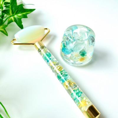 ふるさと納税 安城市 ハーバリウム美顔ローラー&amp;ペン立て1セット　箱入りラッピング(カラーおまかせ)