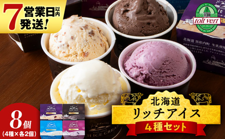 リッチアイスクリーム 8個セット（100ml）【 4種 × 各2個】アイス スイーツ おやつ 冷凍 食べ比べ