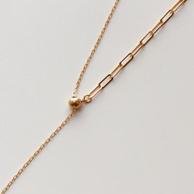 ふるさと納税 大津市 【K18イエローゴールド ロングチェーンネックレス】動くスライドボール チェーン2種類のロングネック |  | 02