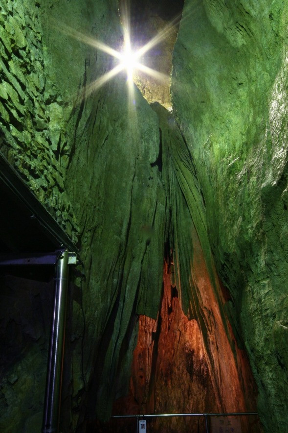 全長1,200m、高低差90ｍは、西日本では山口県にある秋芳洞に次ぐ大きさ！洞内温度は15～16℃。夏は涼しく冬は暖かく感じます