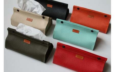 本池美術館限定 ティッシュボックス(ORANGE)本池秀夫監修 MOTO  レザー 革 革小物 