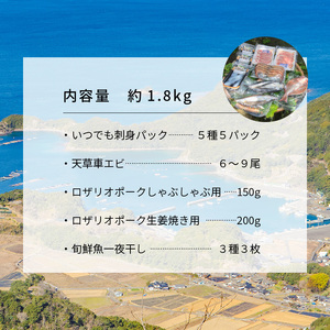 S059-011A_天草わくわくボックススタンダード  / 干物 豚肉 車エビ 海老 えび 刺身 刺し身