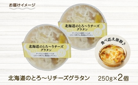 ■北海道のとろ～りチーズグラタン■《250g 2個セット》 鱗幸食品 濃厚 ホワイトソース じゃがいも インカのめざめ 小分け 惣菜 おつまみ レンジ おかず 時短 冷凍 食品 手軽 北海道産 お取り