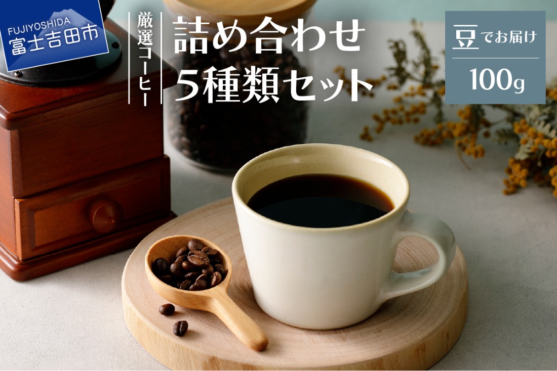 厳選コーヒー フレスカ詰め合わせセット【豆】 コーヒー 飲み比べ 5種 セット 自家焙煎 珈琲 フレスカ 山梨 富士吉田