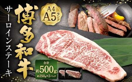 【A4 ・ A5】 博多和牛 サーロインステーキ 約500g （約250g × 2P） ／ 肉 お肉 おにく 牛肉 和牛 牛 うし 黒毛和牛 国産牛 国産黒毛和牛 国産 サーロイン ステーキ A5等級 A4等級 福岡県産 福岡県 岡垣町 冷凍 