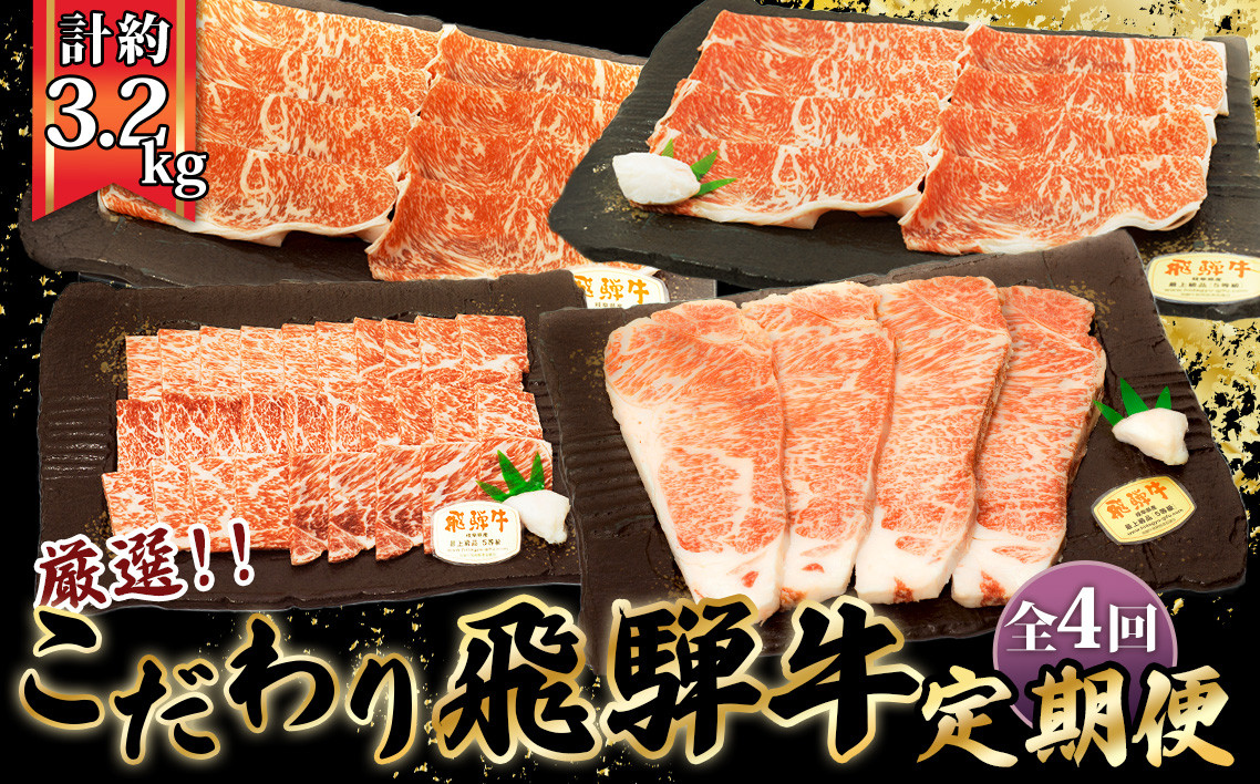 
                  【厳選こだわり牛肉800g定期便】4ヵ月楽しめる贅沢味尽くし [No.1043] ／ 飛騨牛 Ａ5等級 希少 旨味 ブランド牛 やきにく 雌牛 冷凍 岐阜県 特産
                