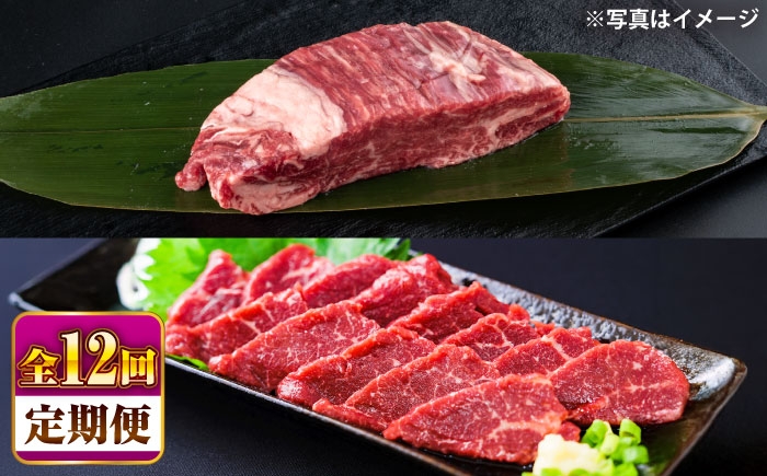 
                  【全12回定期便】 あか牛 ステーキ用ヒレ肉(約800g)、馬刺し(約200g)セット 計約1kg / ヒレ ステーキ ひれ ヒレステーキ あか牛 馬刺し 熊本県 菊陽町 和牛 牛肉　【合同会社 たべたせいか】[BHBY019]
                