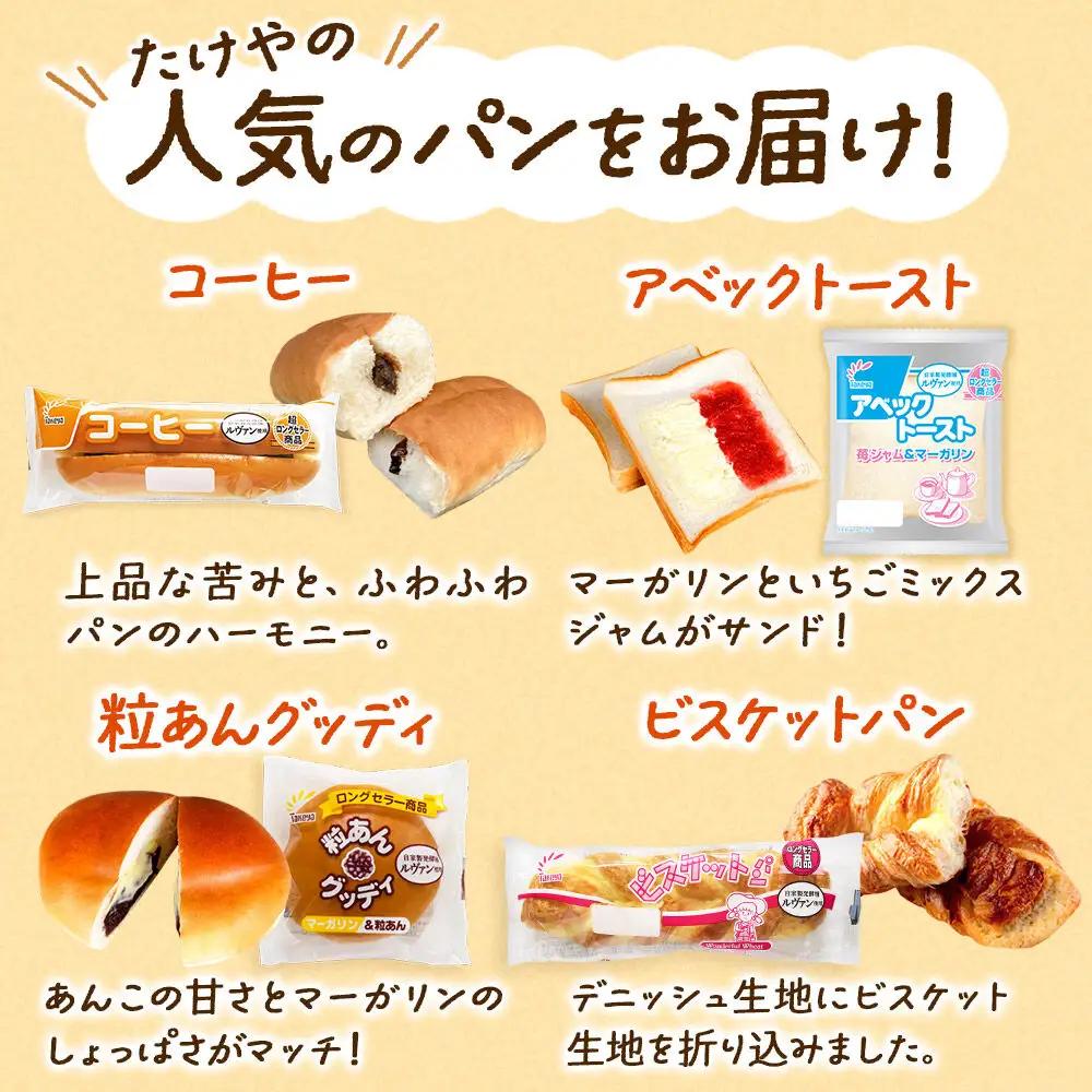 たけや製パン の 人気パン 詰め合わせ 秋田ふるさと満喫セット 10種各1個（合計10個） 菓子パン