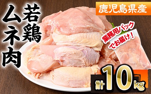 
                  鹿児島県産若鶏ムネ肉(計10kg・2kg×5P)鹿児島県 若鶏 鶏肉  むね 国産 皮無し 切身 冷凍 真空 パック【株式会社羽根】A1098
                