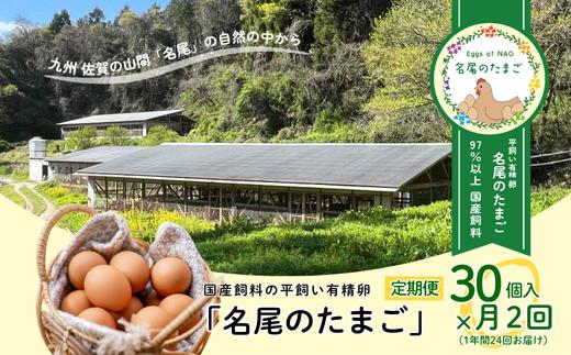 【定期便24回】国産飼料の平飼い有精卵「名尾のたまご」30個入：C291-002